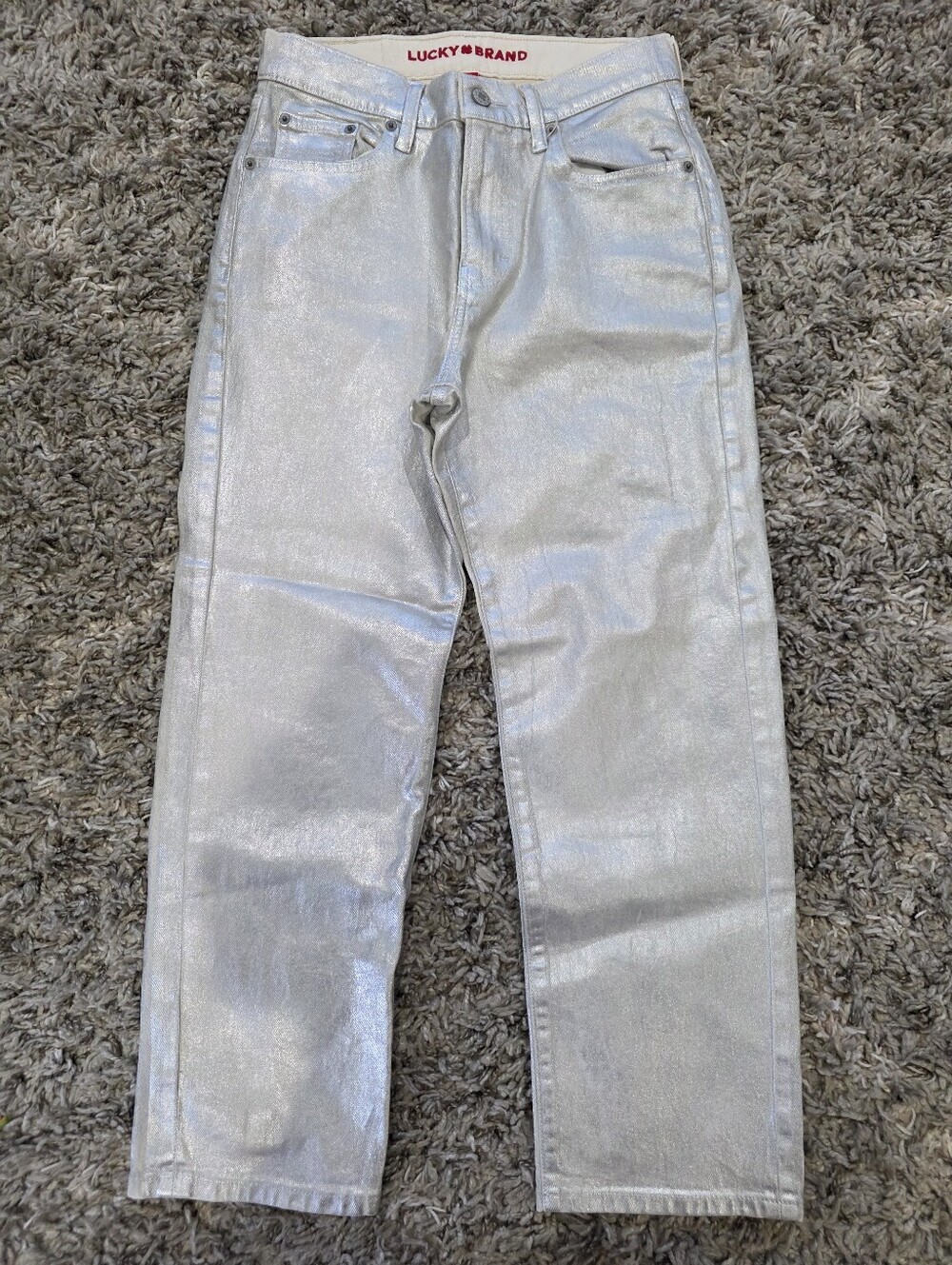 Lucky Brand Metallic Silver Straight Leg Jeans Size 2/26